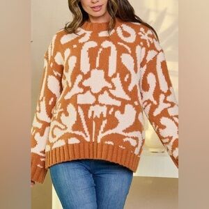 Women's Brown and Cream Sweater